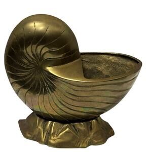 Solid Brass Nautilus Shell Planter Bowl Coastal Decor Jewelry Catchall